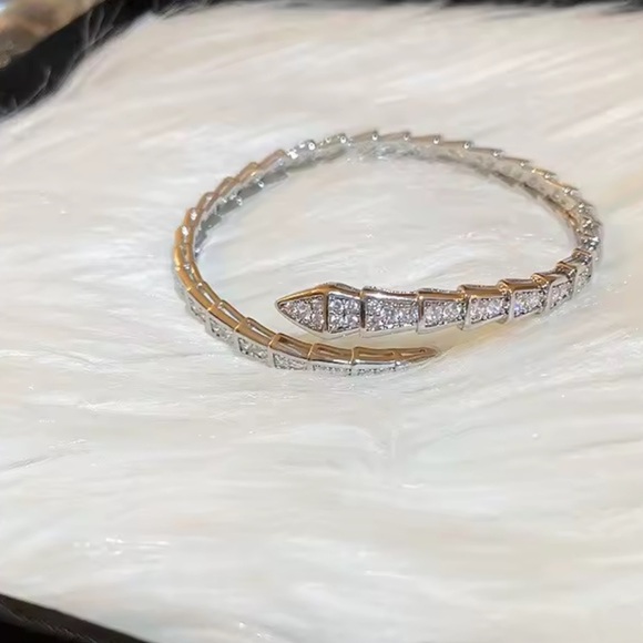 Serpenti silver crystal diamond Snake Crystal Silver Cuff Bracelet - Picture 1 of 9